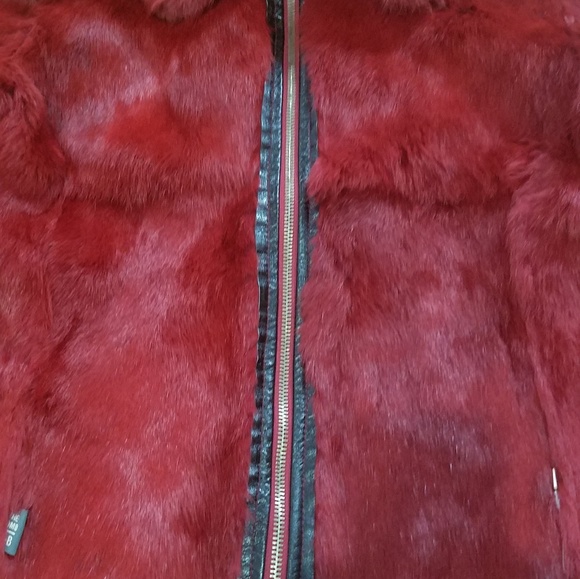 Bomb Boogie red dyed Rabbit fur coat - Picture 7 of 7
